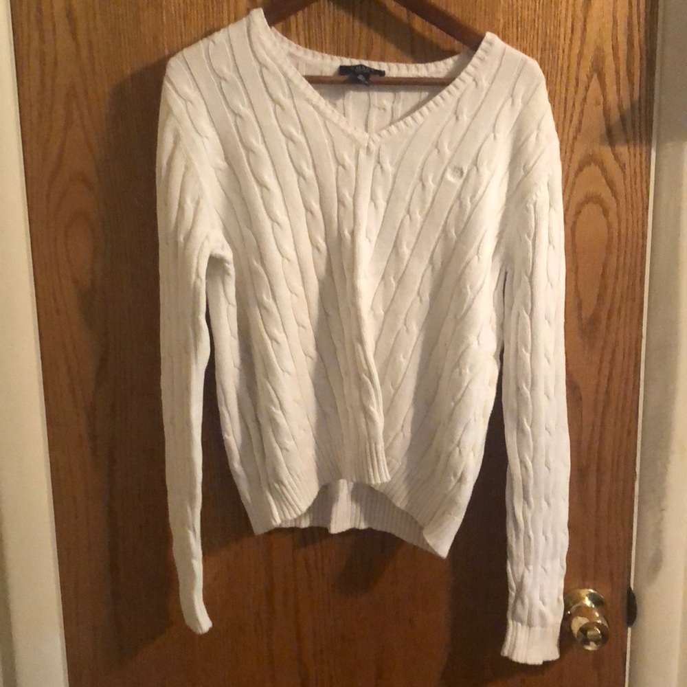 Chaps XL white knit sweater- perfect for fall!